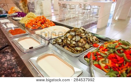 Interior Of Fast Food Take Out Restaurant In A Mall