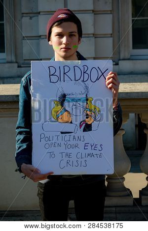 London, Uk, United Kingdom 15th February 2019:- Striking School Aged Children In Central London Over