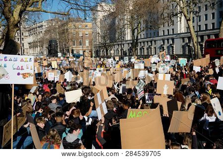 London, Uk, United Kingdom 15th February 2019:- Striking School Aged Children In Central London Marc