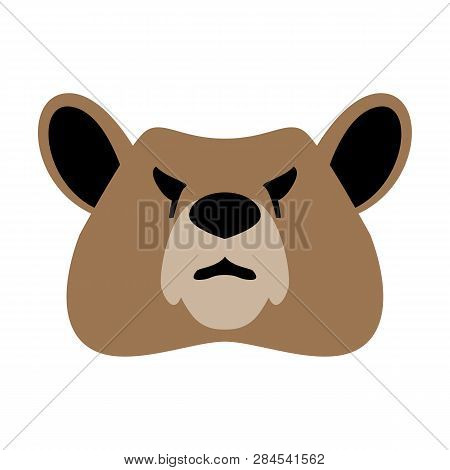 Bear Face, Vector Illustration ,  Front View, Flat Style