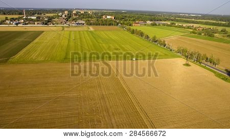 Top View On Flat Geometric Areas Of An Agricultural Field