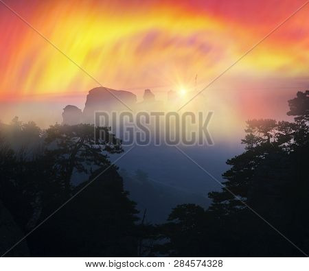 Crimean Rocks Dawn Sunrise