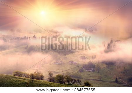 Lazeyschina Lazeshchyna Village In The Mist