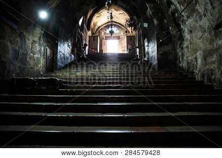 Jerusalem , Israel - January 25 . 2019 : Church Of The Sepulchre Of Saint Mary, Also Tomb Of The Vir