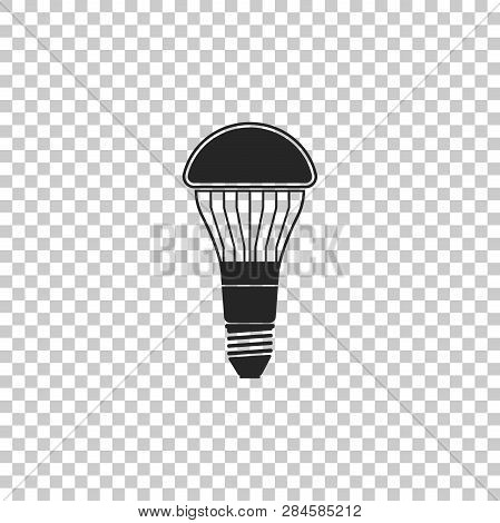 Led Light Bulb Icon Isolated On Transparent Background. Economical Led Illuminated Lightbulb. Save E