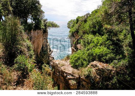 View Bay And Crystal Clear Water Of Adriatic Sea In Verudela Pula, Croatia Coasline.