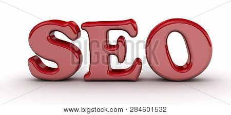 Seo - Search Engine Optimization. The Acronym Seo Is Made From Red Cubes On A White Surface. 3d Illu