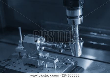 The Edm Machine Making The Spiral Groove On The Cone Shape. The Rotary Edm Process With Special Part