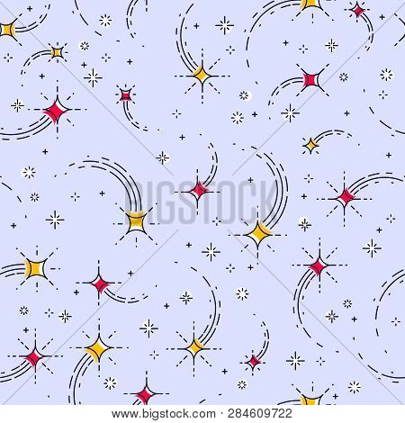 Space Seamless Background With Stars, Shooting Stars, Falling Stars, Undiscovered Galaxy Cosmic Fant