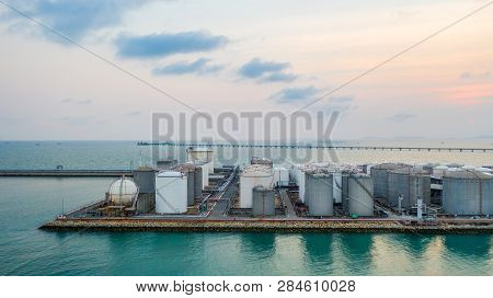 Liquid Chemical Tank Terminal, Storage Of Liquid Chemical And Petrochemical Products Tank, Aerial Vi