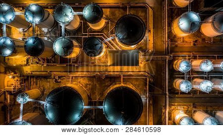 Liquid Chemical Tank Terminal, Storage Of Liquid Chemical And Petrochemical Products Tank, Aerial Vi