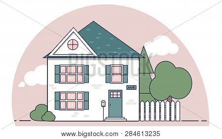 City Building - Modern Thin Line Design Style Vector Illustration On White Background.