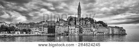 Rovinj, Croatia - May 22, 2018: Panorama Of Coastal Town Of Rovinj, Istria, Croatia. Rovinj - Beauti