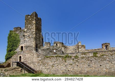 Ponferrada, Leon, Spain; June 2017: View Of Templar Castle In The  City Of Ponferrada Province Of Le