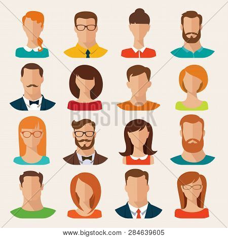 Vector Flat Style Male And Female Characters