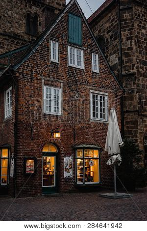 Bremen, Germany, January, 2019 - Colorful Houses In Historic Schnoorviertel In Bremen, Germany