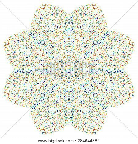 Ethnic Seamless Nature Pattern Ornament. Leaves Art Mandala Circle. Vector Pattern. Lgbt Color Vinta