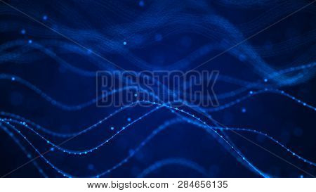 Network Connection Dots And Lines. Technology Background. Plexus. Big Data Background. 3D Rendering.