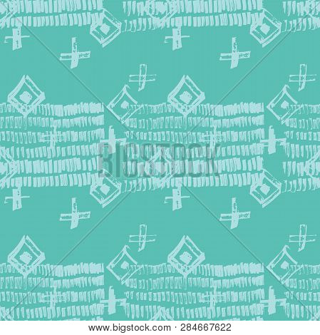 Tie Dye Japanese Geometric Organic Seamless Pattern. Scribble Cartoon Doodle Craft Texture. Geo Wabi