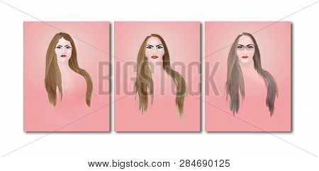 Aging, Getting Older Gracefully Is The Theme Of This Sequence Of A Young Woman's Portrait Followed B