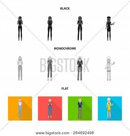Vector Illustration Of Posture And Mood Logo. Set Of Posture And Female Vector Icon For Stock.