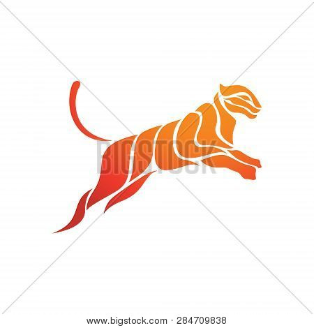 Tiger Run And Jumping Image Symbol Illustration