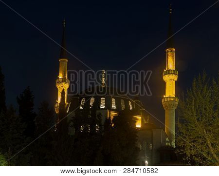 Istanbul. Historical Buildings, Mosque Night View. Istanbul Historical Monuments And Culture