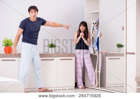 Concept of Skeleton in the cupboard or closet