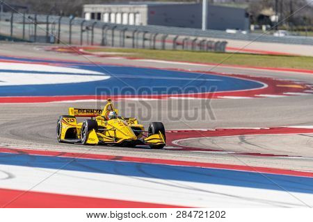 February 12, 2019 - Austin, Texas, USA: HELIO CASTRONEVES (3) of Brazil  goes through the turns during practice for the IndyCar Spring Test at Circuit Of The Americas in Austin, Texas.