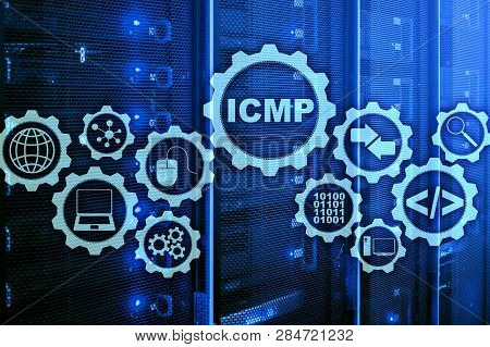 Icmp. Internet Control Message Protocol. Network Concept. Server Room On Background.