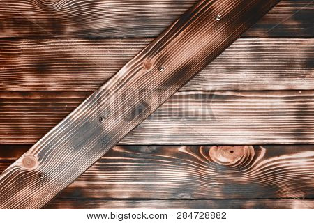 Nice Red Brushed And Encaustic Scratched Artistic Natural Wooden Door Texture - Abstract Photo Backg