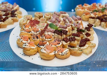Close-up Of Meat Snacks On The Custard Pillow