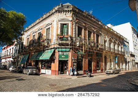 Buenos Aires Argentina - Dec 24, 2018: People on famous traditional Dorrego square at San Telmo district in Buenos Aires city, Argentina