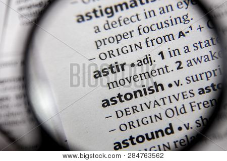 The Word Or Phrase Astir In A Dictionary Book.