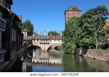 Nuremberg City, Germany - Wasserturm Medieval Tower And Henkerhaus.