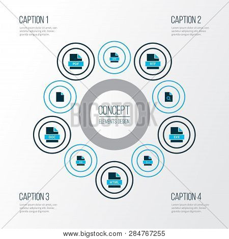 Document Icons Colored Set With Document, File Rtf, Programming Language And Other Text Format Eleme
