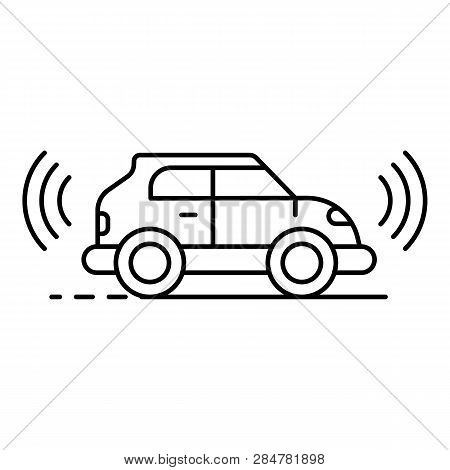 Electric Self Driving Car Icon. Outline Electric Self Driving Car Vector Icon For Web Design Isolate