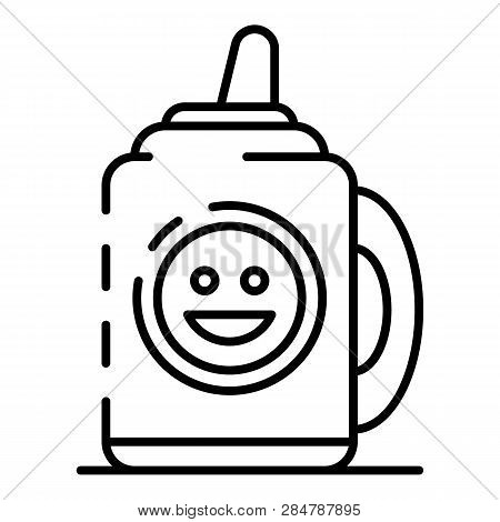 Cute Sippy Cup Icon. Outline Cute Sippy Cup Vector Icon For Web Design Isolated On White Background