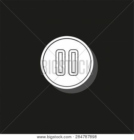 Simple Pause. White Flat Pictogram On Black - Simple Icon