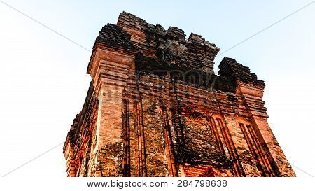 Nhan Tower Or Thap Nhan In Phu Yen, Vietnam. Great Destinaton Must Visit At Night