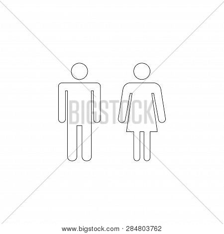 Man And Woman Wc. Simple Flat Vector Icon Illustration. Outline Line Symbol - Editable Stroke