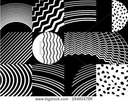 Vector Modern Simple Shapes Template Cover Design. Wthite And Black Illustration