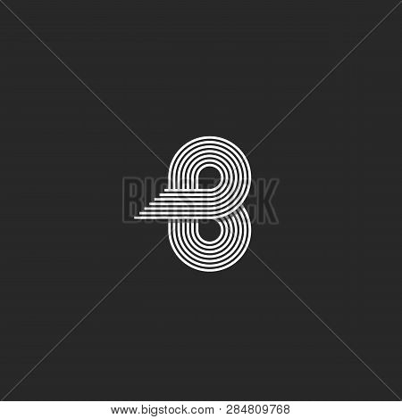Initial B Letter Monogram In Stylish Style. Creative Vector Element. Trendy Typography Design Templa