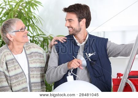 Senior with handyman