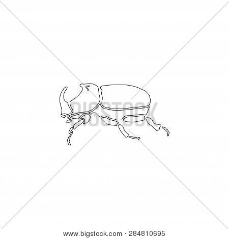 Beetle Rhinoceros. Simple Flat Vector Icon Illustration. Outline Line Symbol - Editable Stroke