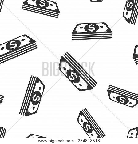 Dollar Currency Banknote Icon Seamless Pattern Background. Dollar Cash Vector Illustration. Banknote