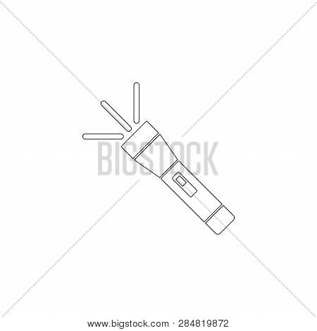 Flashlight. Simple Flat Vector Icon Illustration. Outline Line Symbol - Editable Stroke