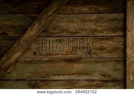 Old Brown Olive Wooden Boards Texture Background