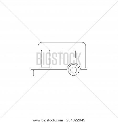 Trailer House On Wheels. Simple Flat Vector Icon Illustration. Outline Line Symbol - Editable Stroke