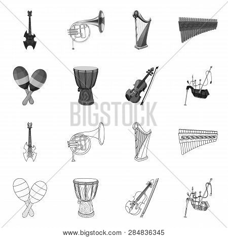 Vector Illustration Of Music And Tune Sign. Set Of Music And Tool Vector Icon For Stock.
